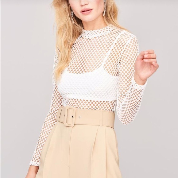 White Lace-up Fishnet Top - Picture 4 of 5